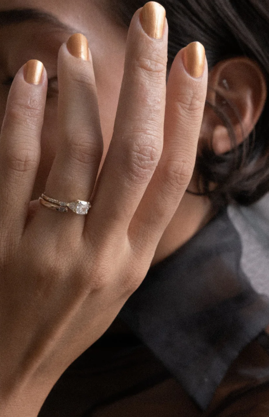 Cushion Trillion Baguette Equilibrium Ring